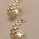 Classic Chain Cutout Hoop Earrings In Gold - Infinity Raine