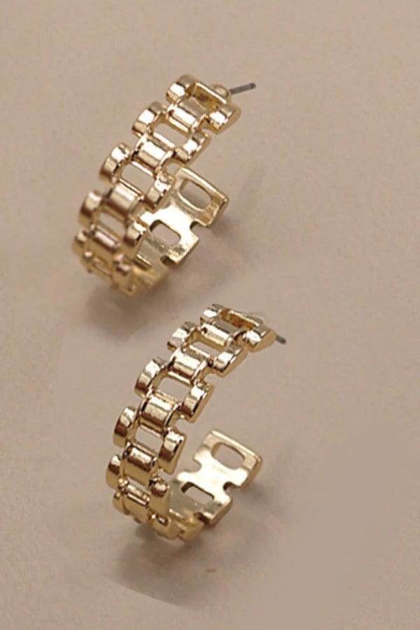 Classic Chain Cutout Hoop Earrings In Gold - Infinity Raine