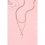 Layered Cross Necklace In Gold - Infinity Raine