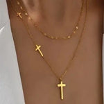 Layered Cross Necklace In Gold - Infinity Raine