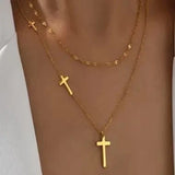Layered Cross Necklace In Gold - Infinity Raine