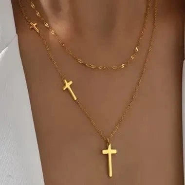 Layered Cross Necklace In Gold - Infinity Raine