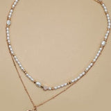 Layered Pearl Bow Necklace In Gold - Infinity Raine