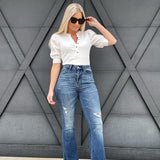 Judy Blue Contrast Destroy Flare Jeans - Infinity Raine
