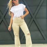Judy Blue Dyed Destroy 90's Straight Leg Jeans In Bone - Infinity Raine
