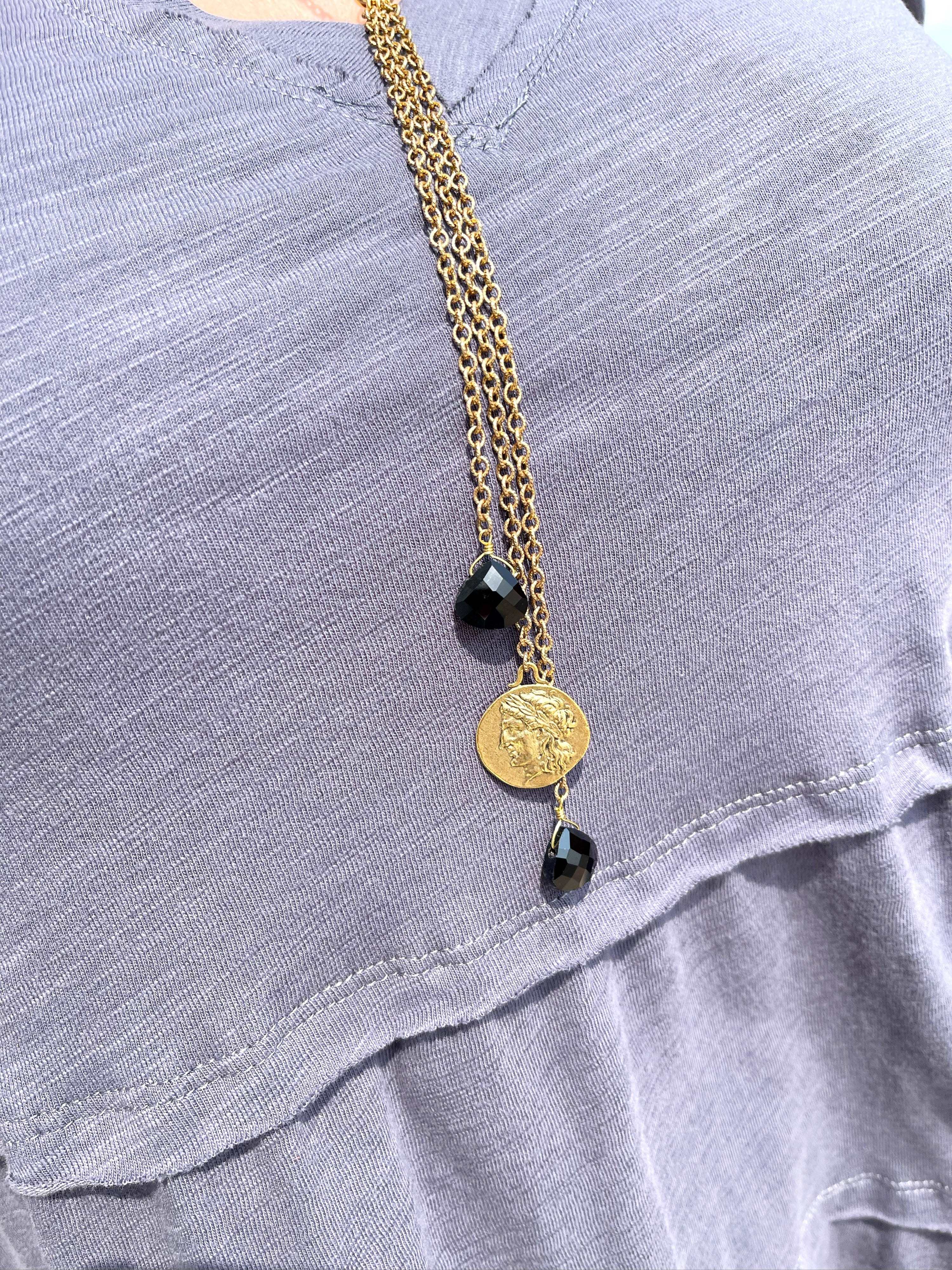 Bader Trio Roman Coin Necklace-Blk - Infinity Raine