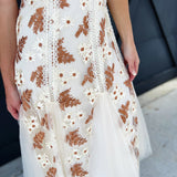 Floral Embroidery Dress-Cream Multi - Infinity Raine