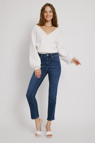 Kancan High Rise Slim Straight Jeans-Dark - Infinity Raine