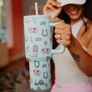38oz Lucky Girl Western Tumbler In Mint - Infinity Raine
