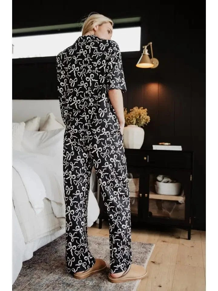 Katydid Intimates - Loungewear Black Bow Print Loungewear Pants Set