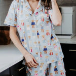 Teddy Bear Loungewear Short Set In Blue - Infinity Raine