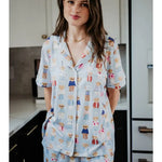 Teddy Bear Loungewear Short Set In Blue - Infinity Raine