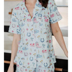 Lucky Cowgirl Loungewear Short Set In Light Blue - Infinity Raine