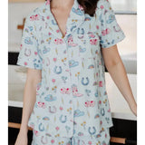 Lucky Cowgirl Loungewear Short Set In Light Blue - Infinity Raine