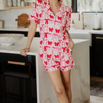 Pink & Red Coquette Bow Loungewear Short Set - Infinity Raine