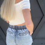 Drawstring Denim Skort - Infinity Raine