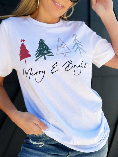 Merry & Bright Graphic Tee-White - Infinity Raine