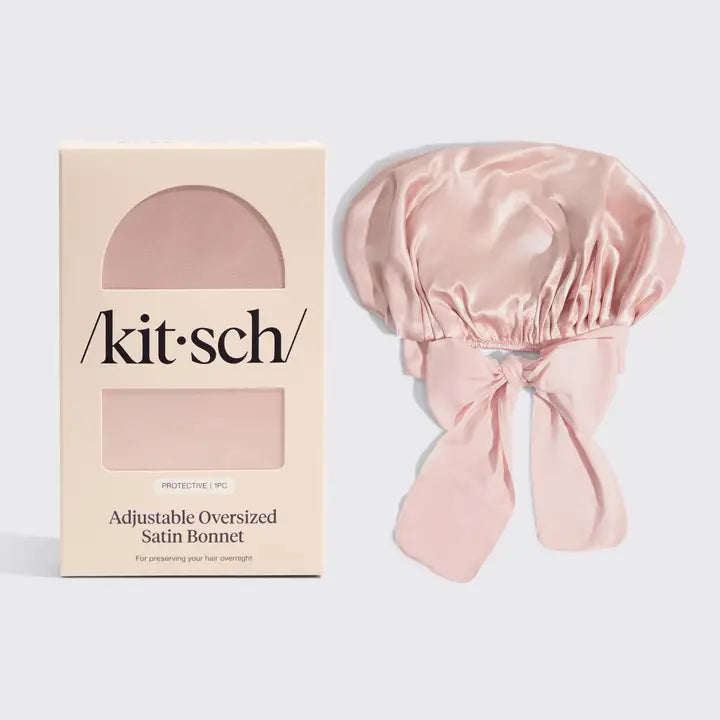 KITSCH Accessories - Hair KITSCH Adjustable Oversized Satin Bonnet In Blush