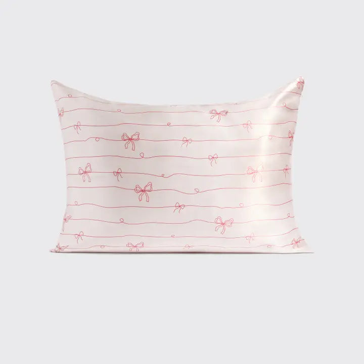 KITSCH beauty KITSCH Holiday Satin Pillowcase In Striped Bows