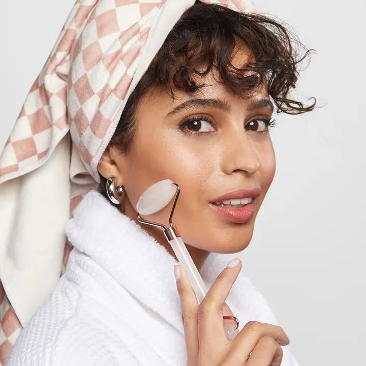 Kitsch Extra Large Quick-Dry Hair Towel Wrap- Terracotta Checker - Infinity Raine