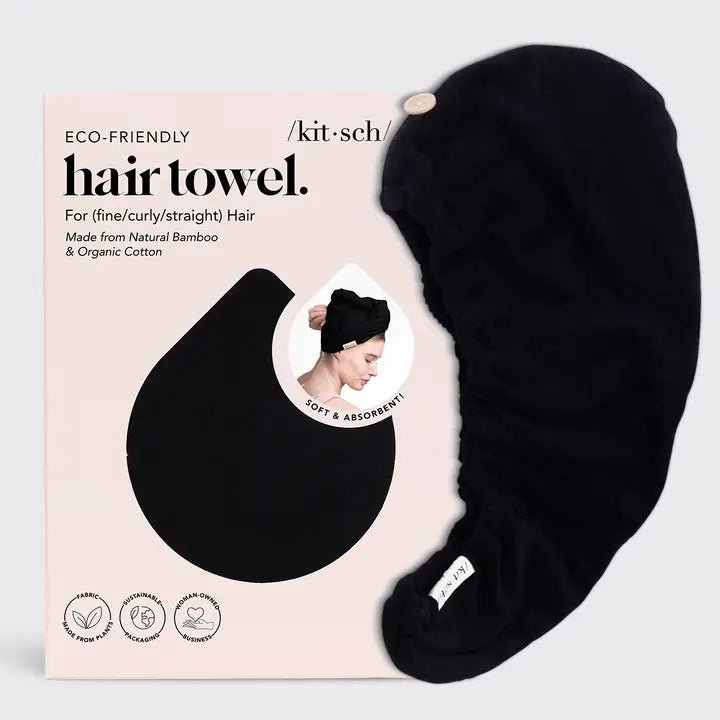 Kitsch Quick Dry Hair Towel In Eco Black - Infinity Raine