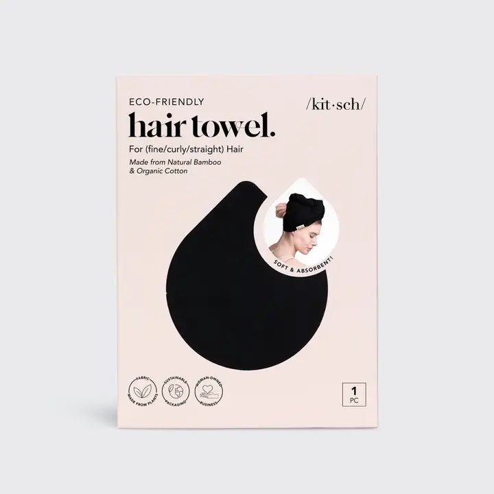Kitsch Quick Dry Hair Towel In Eco Black - Infinity Raine