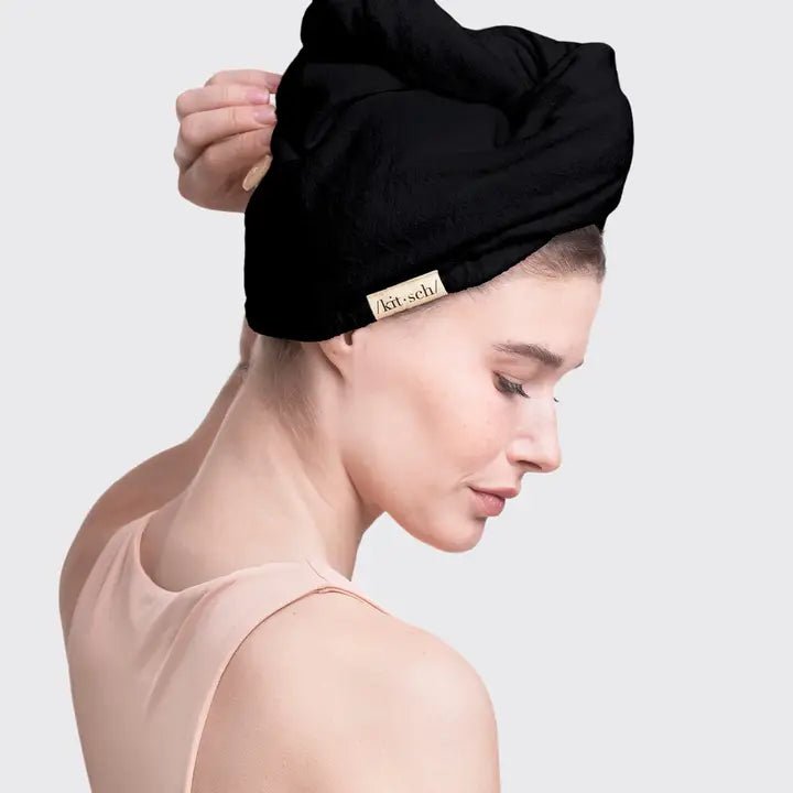 Kitsch Quick Dry Hair Towel In Eco Black - Infinity Raine