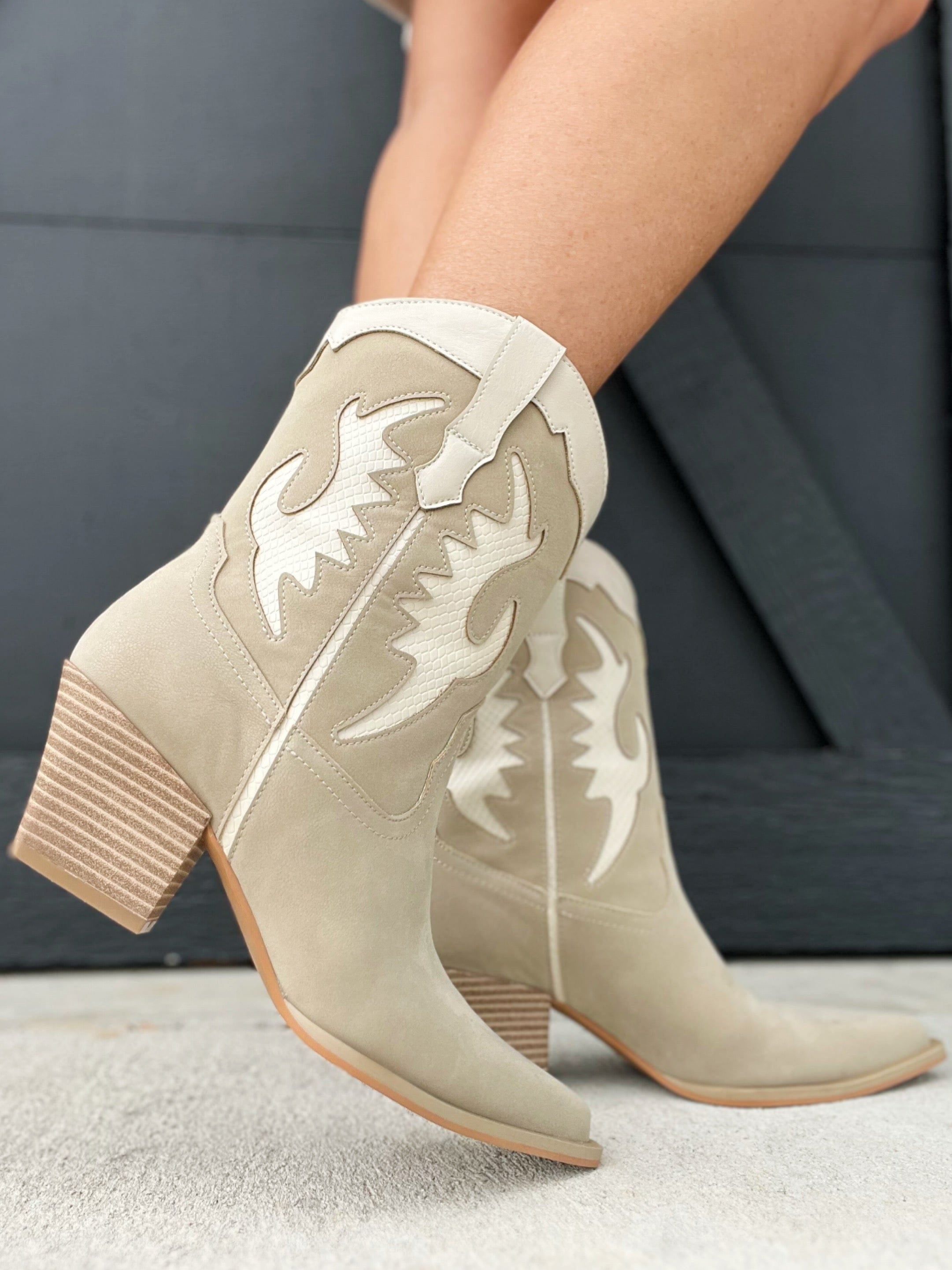 Oasis Society Cowboy Boots-Taupe - Infinity Raine