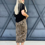 Denim Midi Skirt In Leopard - Infinity Raine