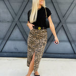Denim Midi Skirt In Leopard - Infinity Raine