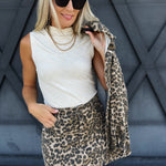 Denim Mini Skirt In Leopard - Infinity Raine