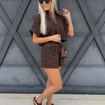 Leopard Crop Top Short Set In Brown - Infinity Raine