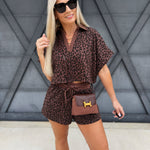 Leopard Crop Top Short Set In Brown - Infinity Raine