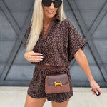 Leopard Crop Top Short Set In Brown - Infinity Raine