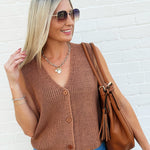 Klesis Tops - Sweaters Button Front Sweater Vest In Apricot