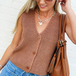 Klesis Tops - Sweaters Button Front Sweater Vest In Apricot