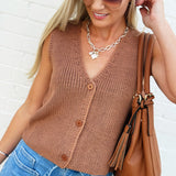 Klesis Tops - Sweaters Button Front Sweater Vest In Apricot