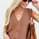 Klesis Tops - Sweaters Button Front Sweater Vest In Apricot