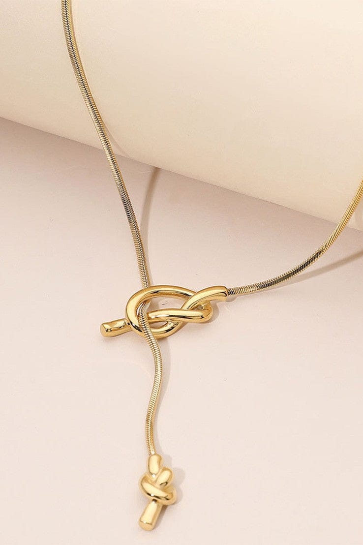 Knotted Lariat Necklace In Gold - Infinity Raine
