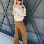 L.T.J Genoa Wide Leg Vintage Wash Jeans In Caramel - Infinity Raine