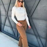 L.T.J Genoa Wide Leg Vintage Wash Jeans In Caramel - Infinity Raine