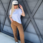 L.T.J Genoa Wide Leg Vintage Wash Jeans In Caramel - Infinity Raine