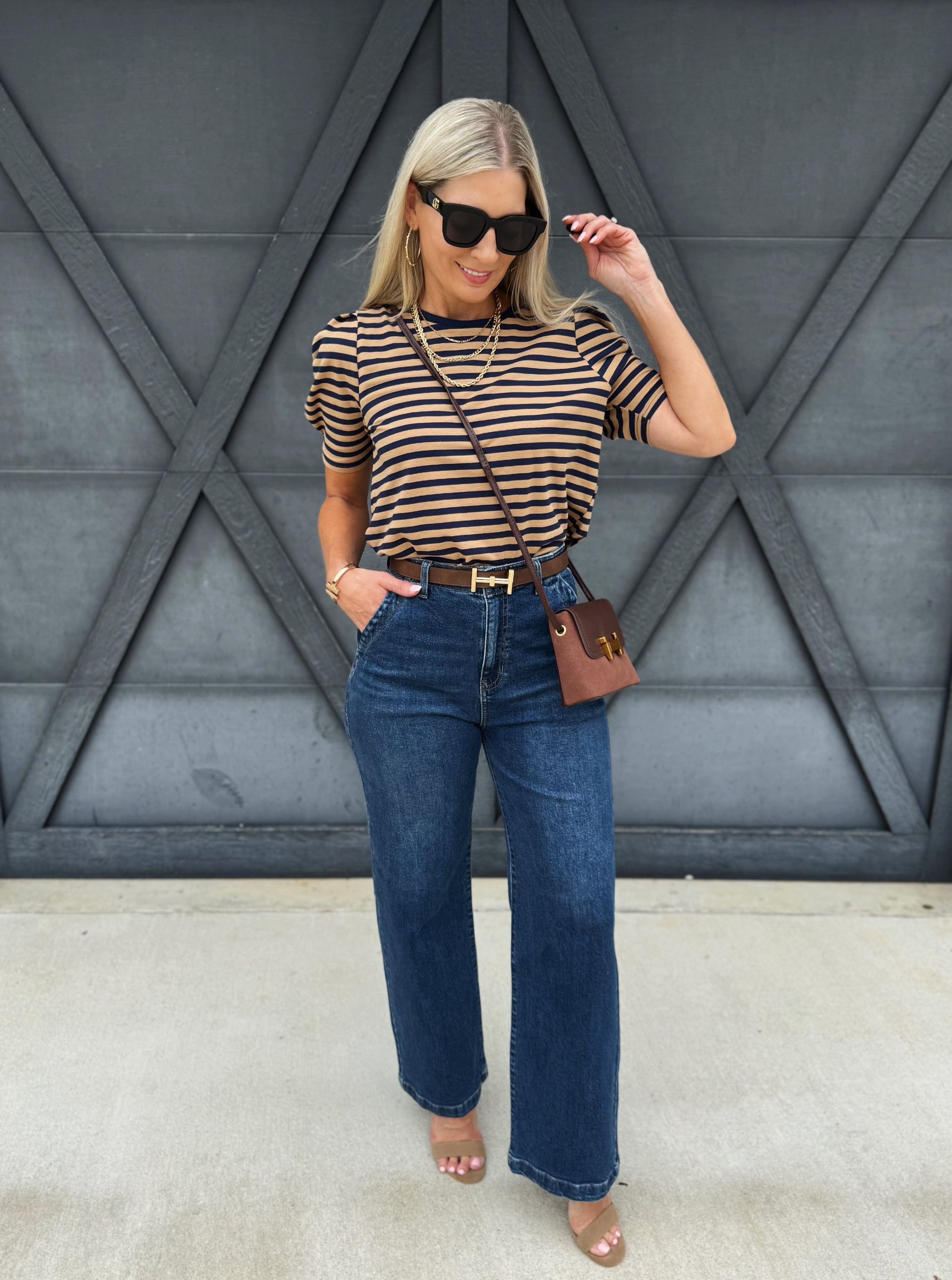L.T.J Gia Wide Leg Trouser Jean In Dark - Infinity Raine