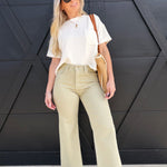 L.T.J Bottoms - Pants L.T.J Paola A-Line Wide Scissor Cut Jean In Matcha