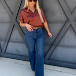 L.T.J Pintuck Wide Leg Jeans In Medium - Infinity Raine