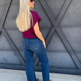 L.T.J Pintuck Wide Leg Jeans In Medium - Infinity Raine