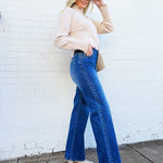 L.T.J Bottoms - Pants L.T.J Studded Straight Leg Jeans In Medium