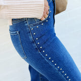 L.T.J Bottoms - Pants L.T.J Studded Straight Leg Jeans In Medium