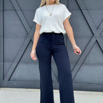L.T.J Ponte Wide Leg Pants In Navy - Infinity Raine