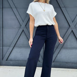 L.T.J Ponte Wide Leg Pants In Navy - Infinity Raine
